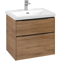 Villeroy & Boch Waschbeckenunterschrank 2 Auszüge 62,2 x 57,6 x 47,8 cm Kansas Oak/Volcano Black