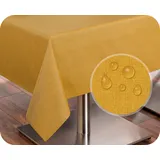 Tischdecke Tischläufer Leinen Struktur, abwischbar schmutzabweisend, Baumwolle, Farbe und Größe wählbar (Tischdecke rund 140 cm, Gelb)