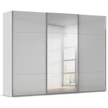 Rauch Schwebetürenschrank RAUCH "Kleiderschrank Schrank Garderobe Schlafzimmerschrank CONTIDO", grau (seidengrau, glas seidengrau), B:301cm H:223cm T:68cm, Holzwerkstoff, Schränke, Schwebetürenschrank, aus hochwertigem Material in 6 Breiten 2 Griff-Farben MADE