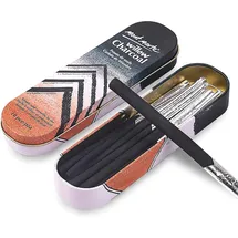 Mont Marte Zeichenkohle Set – 10 Stück in verschiedenen Größen – Kohlestifte in Schwarz – Ideale Zeichenstifte in Aluminium Case