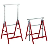 Relaxdays Klappbock, 2er Set, höhenverstellbar, bis 200 kg, klappbare Arbeitsböcke, Werkstatt, Stahl, rot/silber