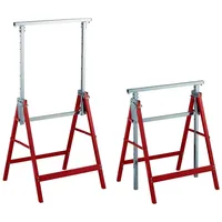 Relaxdays Klappbock, 2er Set, höhenverstellbar, bis 200 kg, klappbare Arbeitsböcke, Werkstatt, Stahl, rot/silber