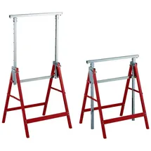 Relaxdays Klappbock, 2er Set, höhenverstellbar, bis 200 kg, klappbare Arbeitsböcke, Werkstatt, Stahl, rot/silber