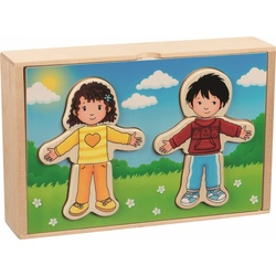 Goki Anziehpuppenpuzzle Junge und Mdchen  im Holzkasten (36 Teile)