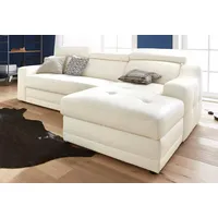 exxpo - sofa fashion "Lotos, bequem und funktionell, Federkern, Breite 242cm, L-Form", weiß (altweiß), B:242cm H:92cm T:98cm, NaturLEDER (echtes Rindsleder) in Sitz und Rücken.