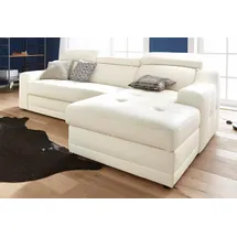 exxpo - sofa fashion "Lotos, bequem und funktionell, Federkern, Breite 242cm, L-Form", weiß (altweiß), B:242cm H:92cm T:98cm, NaturLEDER (echtes Rindsleder) in Sitz und Rücken.