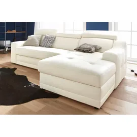 exxpo - sofa fashion "Lotos, bequem und funktionell, Federkern, Breite 242cm, L-Form", weiß (altweiß), B:242cm H:92cm T:98cm, NaturLEDER (echtes Rindsleder) in Sitz und Rücken.