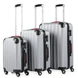 Hartschalenkoffer Set 3-tlg Rollen 360o Silber ABS