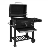 Woltu Holzkohlegrill Kohlewanne höhenverstellbar BBQ Grill Standgrill mit Räder 113x45.5x100cm, Barbecue Grill für Garten Camping, Schwarz