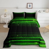 Ombre Bettwäsche 155x220 Streifen Schwarz Grün Bettbezug Moderner Farbverlauf Geometrische Daunendecke für Kinder Jungen Mädchen Erwachsene Weiche Tröster Set mit 2 Kissenbezüge Schlafzimmer Dekor
