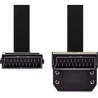 Nedis SCART-Kabel flach SCART Mac ho - SCART Stecker auf Winkel 2 m Scart), Video Kabel