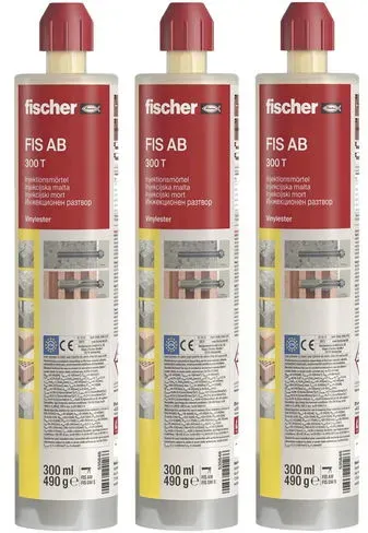 FISCHER FIS AB 300 T Injektionsmörtel; Verbundmörtel, 300ml, 3er Set mit Spitzen