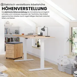 bümö Schreibtisch elektrisch höhenverstellbar 180x80 cm Grau / Silber