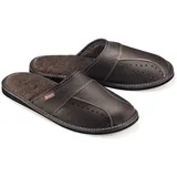 ESTRO Hausschuhe Herren Winter Warm - Hausschuhe Herren Leder Herrenhausschuhe Hausschuh Männer Pantoffeln Leder MZ01 (Braun, 41 EU) - 41 EU