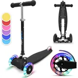 fun pro ONE Kinder Roller – 3 Räder, für 3-6 Jahre, Klappbar Schwarz