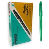 Pentel S520-D Sign Pen Faserschreiber, 0,8 mm Strichstärke, grün, 12er Pack
