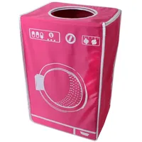 teprovo Wäschekorb faltbar bunter Wäschesammler mit Deckel Wäschesortierer Laundry Baskets Wäschebox Wäschetonne in Waschmaschinen Design 50L Rosa