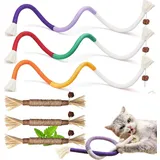 6pcs Cat Rope Toy Catnip Sticks, Chew Sticks for Cats, Cats Dental Care Toy, Dental Chew Sticks Help with Tartar & Bad Breath Healthy Hygiene Dental Care Cat Chewing Rope with Silvervine Fruit