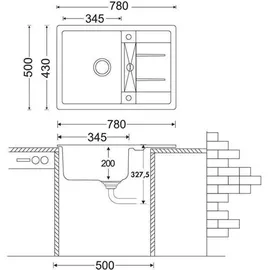 Naber Corto 780 granit nero + Excenterbetätigung