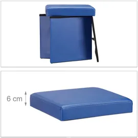 Relaxdays Sitzhocker Kunstleder 38 x 38 x 38 cm Blau