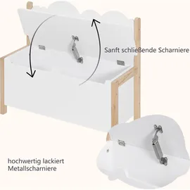 Woltu Kindersitzbank mit Stauraum, 2 in 1 Spielzeugkiste Aufbewahrungstruhe mit Rückenlehne, weiß