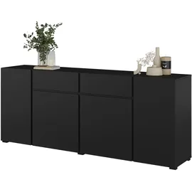 INOSIGN Sideboard INOSIGN "Metric,Breite 195 cm, grifflose Kommode 4 Türen/2 Schubkästen", schwarz, B:195cm H:78,3cm T:40cm, FSC-zertifizierter Holzwerkstoff, Melamin, Metall, Sideboards, Sideboard, Schubladenschrank mit viel Stauraum, Einlegeböden verstellbar,
