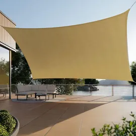 Tectake tectake® Sonnensegel Sunny HDPE mit 185 g/m2 und 87 % UV-Schutz für Balkon, Garten und Terrasse, umfangreiches Montagematerial
