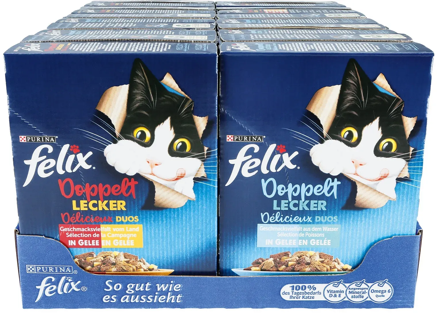 Felix Katzennahrung Doppelt Lecker 12 x 85 g, verschiedene Sorten, 10er Pack