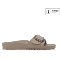 Birkenstock für Damen. 1030479 Sandalen Madrid Big Buckle EVA (Schmale Passform) taupe grau (37), Kunststoff, Wohnung, Schnalle, Lässig