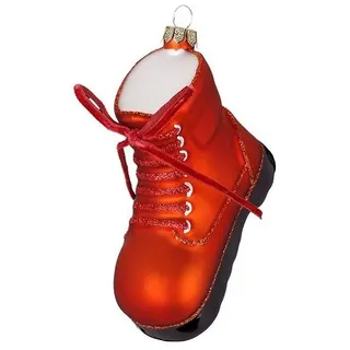 INGE-GLAS Christbaumschmuck Wanderschuh 6,5cm Glas - Wanderstiefel Glasfigur zum Aufhängen Rot - Weihnachtsbaum Anhänger Winterstiefel - Handbemalter Weihnachtsbaumschmuck & Outdoor Dekoration