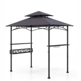 Costway Grillpavillon 2,5 x 1,53 m Dunkelgrau/Schwarz