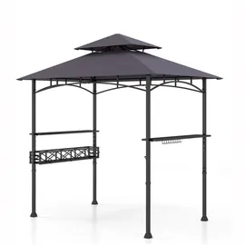 Costway Grillpavillon 2,5 x 1,53 m Dunkelgrau/Schwarz