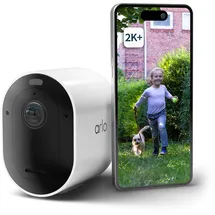 Arlo Pro 5 Überwachungskamera Aussen WLAN, 2K+ HDR Video, Kabellos, Verbesserte Farbnachtsicht, 160° Blickwinkel, Spotlight, 2-Wege Audio, Alarm Sirene, Secure Testzeitraum, 1er Set, Weiß