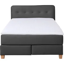 Home Affaire Boxspringbett HOME AFFAIRE "Fargo", grau (anthrazit), B:153cm L:227cm, Struktur fein (100% Polyester);Samtstoff (100% Polyester), Komplettbetten, Boxspringbett, in Überlänge 220 cm, mit Topper, 3 Ausführungen, 4, Breiten