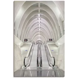 Leinwandbild ARTLAND "Die Rolltreppe", beige (farbe bild(er): naturfarben), B:60cm H:90cm, Canvas, Leinwand, Bilder, auf Keilrahmen gespannt