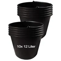 Hossi's Wholesale 10x Baueimer 12l aus Kunststoff, stabile Maurerkübel,