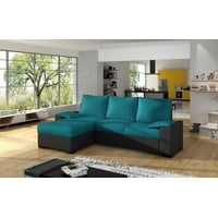 JVmoebel Ecksofa Design Ecksofa Schlafsofa Bettfunktion Couch Leder Polster Textil, Made in Europa blau|schwarz