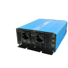 Solartronics Spannungswandler TS1500 12V auf 230V 1500 Watt 3000 Watt Anlaufstrom Reiner Sinus blau Solar Inverter Wechselrichter USB AC Steckdosen