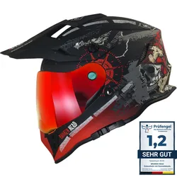Broken Head Endurohelm Road Pirate VX2 Rot SET + Rot Verspiegeltes Visier