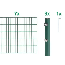 BRobotix Doppelstabmattenzaun 14 m x 140 cm Grün/Stahl