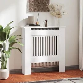 Homcom Heizkörperverkleidung ausziehbar Heizkörperabdeckung mit Ablage, Lamellen, Heizungsabdeckung Heizungsverkleidung Heizkörper Abdeckung 78 x 19 x 81 cm