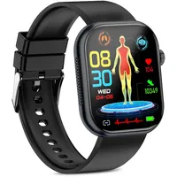 OIKKEI 2026 Neu Smartwatch Herren Damen mit EKG/HRV/BMI, 1,9" AMOLED Gesundheitsuhr mit Telefonfunktion SOS-Notruf IP68 wasserdichte Uhr Kompatibel Android iOS, Schwarz