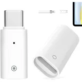 MoKo 2 Stück Ladeadapter für Apple Pencil 1. Generation, USB-C auf Apple Pencil Adapter + Buchse auf Buchse Ladeanschluss, USB-C Stecker auf Buchse Ladeadapter für iPad 10. Generation, Weiß