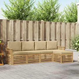 vidaXL Outdoor-Sofagarnitur 5-tlg. Weiß/Beige
