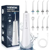 vimmk Munddusche, Vimmk Professional Waterflosser Zahnmunddusche IPX7 Wasserdicht 300ML Wassertank USB-C Wiederaufladbar Zahnreinigung (weiß)