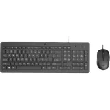 HP 150 kabelgebundene Maus-Tastaturkombination, USB-A Anschlüsse, 12 Fn Tasten, 1.600 DPI, funktioniert mit Windows & Mac, leise, QWERTZ Layout, schwarz