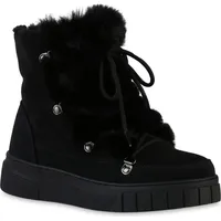 VAN HILL Damen Winter Boots Plateau Schuhe Schwarz, 39