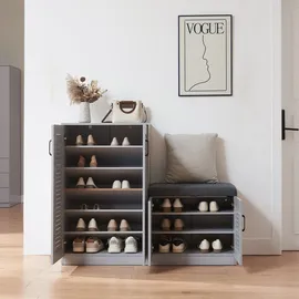 [en.casa] Løten 120 x 97 x 36 cm mit Sitzbank grau / grau