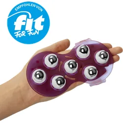 Massagehandschuh mit Edelstahlkugeln, violett