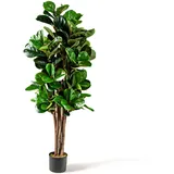 Costway 150 cm, Künstlicher Feigenbaum Kunstpflanze Grün,